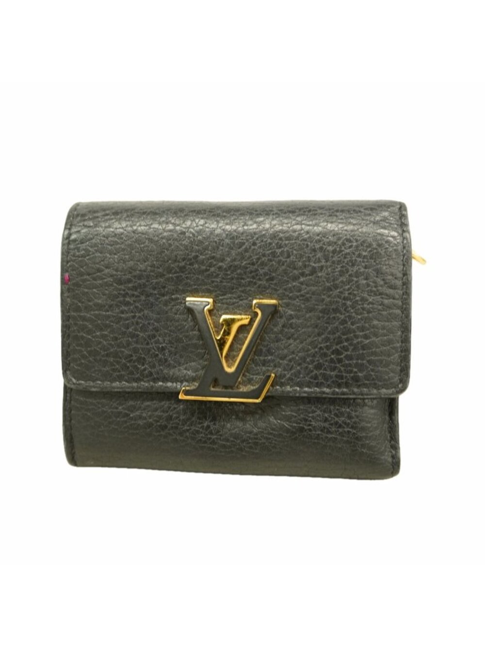 Louis Vuitton Trifold Wallet Taurillon Portefeuille Capucines XS Noir